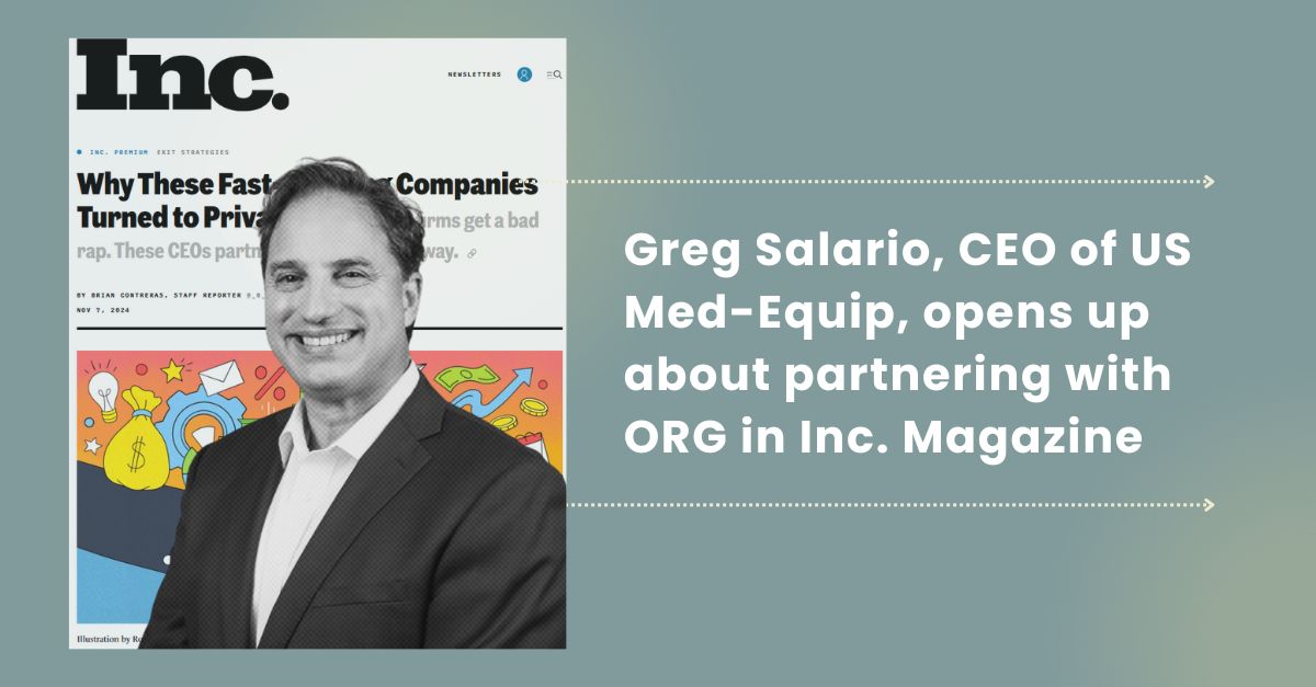 Greg Salario, CEO of our partner company US Med-Equip featured in Inc. Magazine